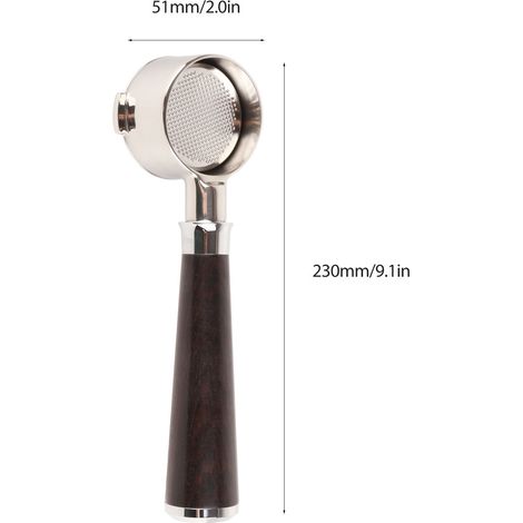 Ortviai Portafiltre café sans fond 51 mm en acier inoxydable avec poignée en bois noir pour machine Delonghi ECO310 (1/4)