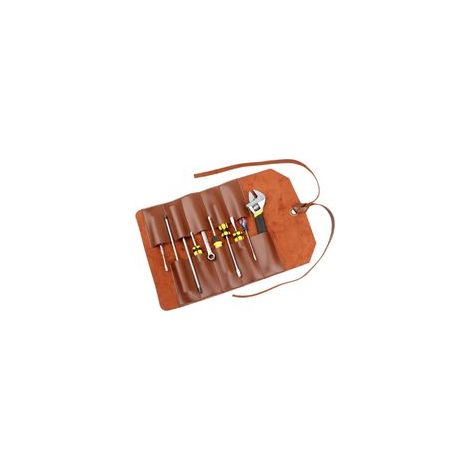 Pochette à outils portable, petite trousse à outils, sac de rangement pour outils, organisateur d'outils, sac de rangement en cuir, pochette à outils enroulable en cuir, sac à outils en cuir. (1/5)