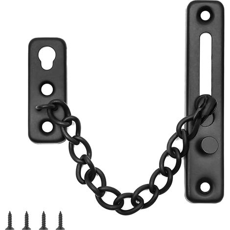 Chaîne de sécurité de porte, chaîne de porte en acier inoxydable, chaîne de protection de serrure de porte, serrure de sécurité de chaîne de porte pour la maison, l'hôtel, les portes et fenêtres -noir (1/5)