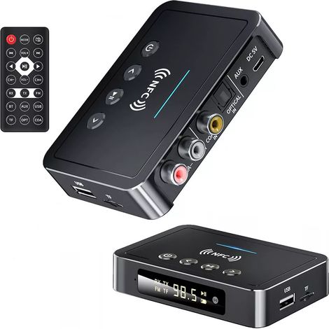 Recepteur Bluetooth 5.0 NFC - Adaptateur Audio Sans Fil Hifi - Entrée AUX 3,5 mm et RCA - Autonomie 10 h - 1 Pièce (1/5)