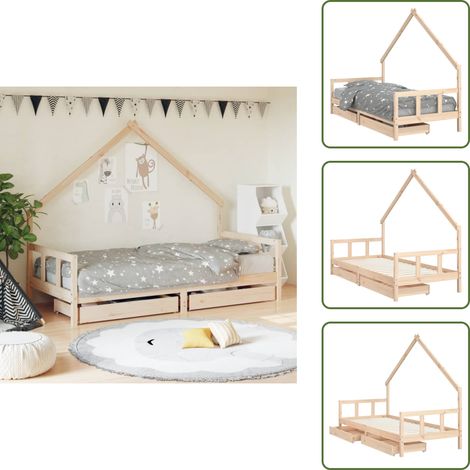 Schubladenbett - vidaXL Kinderbett mit Schubladen 90x200 cm Massivholz Kiefer - Kinderzimmer (1/5)