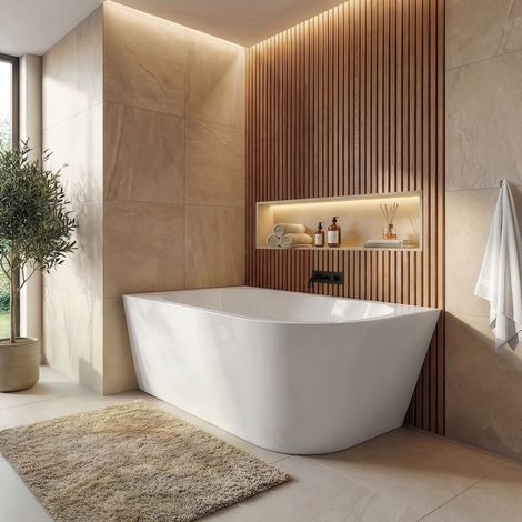 Badplaats Eck Badewanne Isia 170 x 78 x 60 cm Weiß Hochglanz - H
