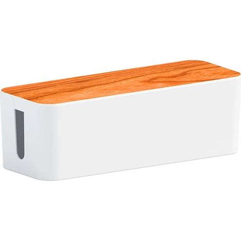 Caja organizadora de cables, protector de cables, protección contra el polvo, 32 x 13,5 x 12,5 cm - a, estampado imitación madera 2 (1/2)