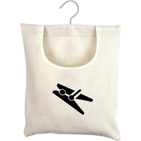Sac de rangement pour pinces à linge avec crochet pivotant à 360°, organisateur de pinces à linge en toile pour dortoir (1/4)