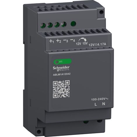 Modicon ABL - alimentation à découpage - 5A - 100 à 240Vca mono/biphasé - 12Vcc - ABLM1A12042