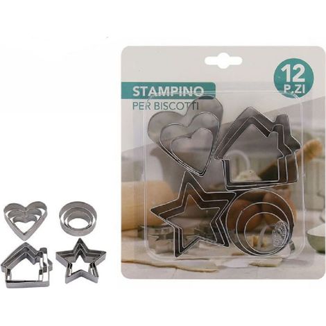 TrAdE Shop Traesio - Set 12pz Formine Per Biscotti Coppapasta Stampi Dolci Taglia Pasta Stampini 74129 -