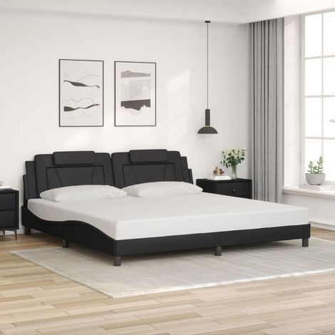 Estructura de cama Viana sin colchón cuero sintético negro 200x200 cm vidaXL (1/5)