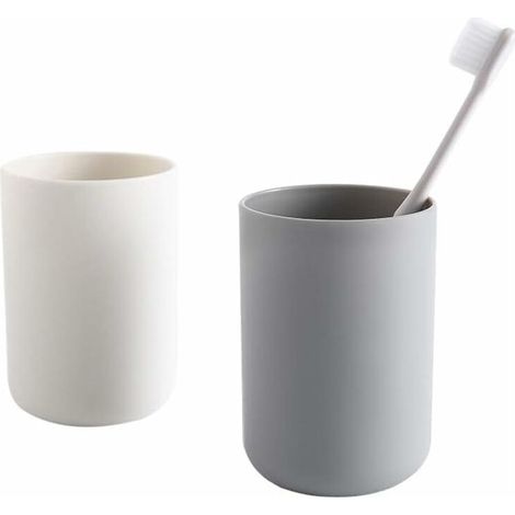 Lot de 2 gobelets en plastique sans marque Gobelets à eau en plastique Réutilisables Drinkware Safe Drink (gris + blanc) (1/5)
