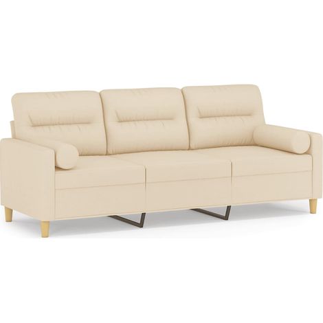 Maison Exclusive - Divano a 3 Posti con Cuscini Crema 180 cm in Tessuto
