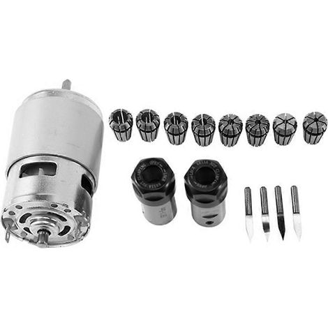 775 Gleichstrommotor, Kugellagerspindelmotor mit ER11-Verlängerungsstange, achtteiliger ER11-Gravierwerkzeugsatz (1/5)