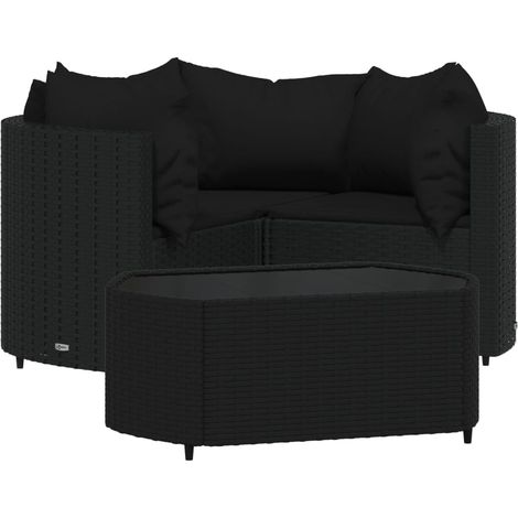 Maison Exclusive - 4-tlg. Garten-Lounge-Set mit Kissen Schwarz Po