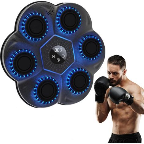 Machine de Boxe Musicale avec Gants, Machine de Boxe Electronique LED Bluetooth 9 Modes & 18 Vitesses pour Adultes, Maison, Bureau, Gym (1/5)