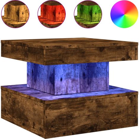 Maison Exclusive - Couchtisch mit LED-Leuchten Räuchereiche 50x50