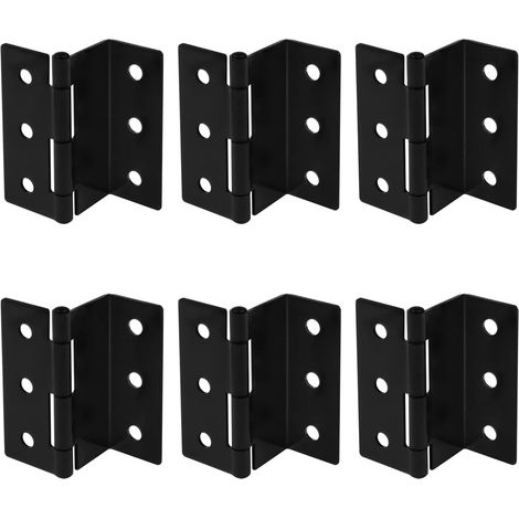 Bisagras de media superficie de 6 x 76 mm de largo, bisagras para baúles, bisagras de puerta desplazadas, grosor de 1,8 mm, bisagras de acero para contraventanas semiopacas de estilo retro de tres pli