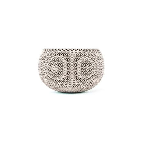 Keter – Cache-pot en résine aspect tressé – Beige – Dimensions ext. 36 x 22,8 cm – Bouchon de drainage inclus – Résistant aux intempéries et UV