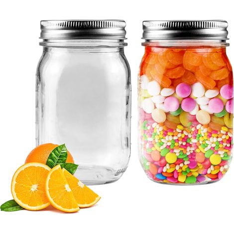 Barattoli di vetro ermetici da 473 ml (16 oz) con coperchio per conservare marmellate, miele, gelatine, bomboniere, salse, preparati per i pasti, avena lasciata in ammollo durante la notte, insalate e