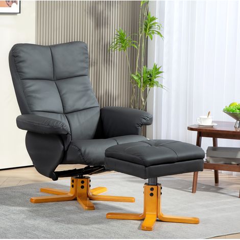 Relaxsessel mit Fußhocker, 145° verstellbar und 360° drehbar, Dunkelgrau HAVRYA (1/5)