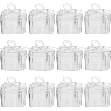 Lot de 12 bocaux à bonbons en forme de cœur avec couvercles - Boîtes à chocolats pour la Saint-Valentin - Boîtes de rangement transparentes pour biscuits, gâteaux, thé, café, friandises, (1/5)