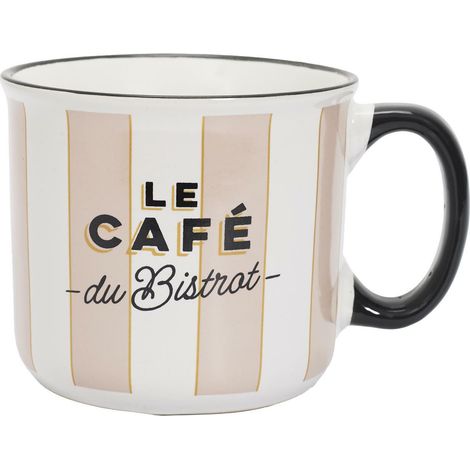 Elegante tazza da bistrot da 450 ml a righe beige