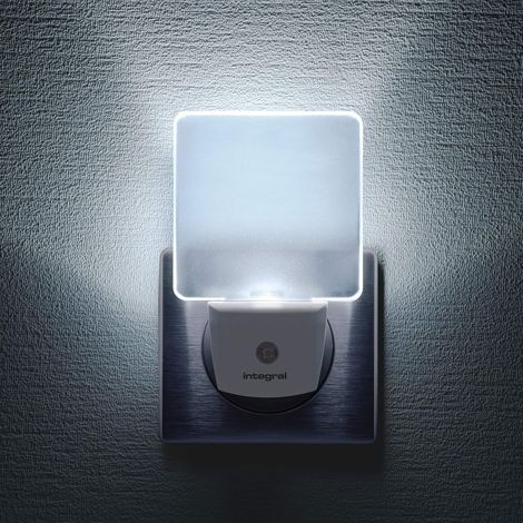 Veilleuse Led Intégrée - Capteur Lumineux Automatique Jour/Nuit - Prise Murale - Blanc Mat - 2 Pièces (1/5)