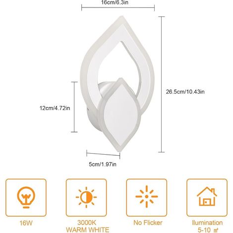 Applique Murale Intérieure LED 5W Luminaire Mural Fleur Design en Acrylique Blanc Chaud (1/5)