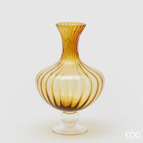 EDG Enzo De Gasperi Vaso Anfora Righe H 40 Cm D 26 Cm Vetro Amber (1/5)