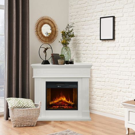 Elektrische Kamin Treviolo, Heizfläche 30 m2, Leistung (kW) 0,9/1,8, Indoor, 110x63x102h cm Weiß (1/5)