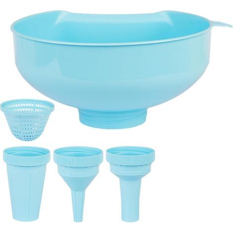 Entonnoir à grande ouverture, polyvalent 4 en 1 entonnoir,entonnoir avec filtre, plastique de qualité alimentaire, passe au lave-vaisselle, pour remplir des bocaux Mason larges et réguliers,bleu (1/5)