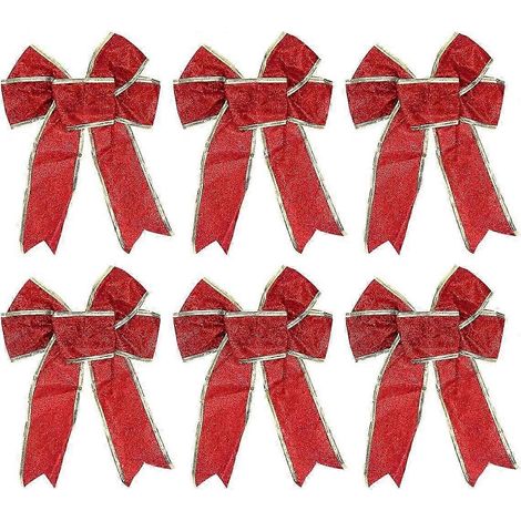 Couronnes de Noël, nœuds à paillettes, décorations pour sapin de Noël, nœuds pour sapin, porte, mur, cadeaux, décoration de fête de Noël 25 cm ( (1/5)