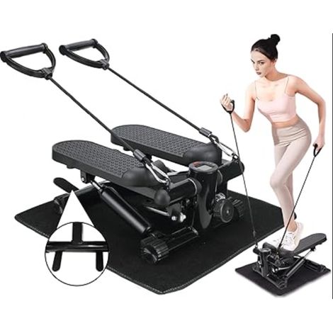 Stepper d'escalier silencieux à résistance réglable avec bandes d'entraînement des bras et couverture, équipement d'exercice portable pour entraînement complet du corps, dispositif de