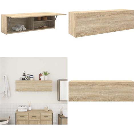 vidaXL Bad-Wandschrank Sonoma-Eiche 100x25x30 cm Holzwerkstoff (1/5)