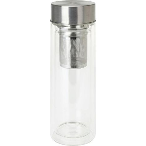 EXCELLENT botella vidrio tapa acero inoxidable + filtro , Botella de vidrio con tapa e infusor de acero inoxidable 300 ml, la opción perfecta para disfrutar de tus tés, infusiones