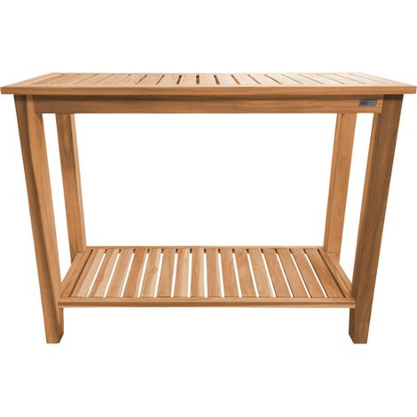 Axi Niah Table Murale En Bois De Teck Brun  Pour Jardin Avec Tablette  Console Pour L'Intérieur Ou L'Extérieur  120 X 45 X 90 Cm
