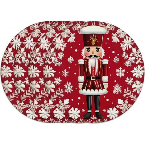 Sets de table de Noël ronds, décorés de bonhommes de neige, impression vinyle non imperméable - 37 x 37 cm (lot de 4) - 17