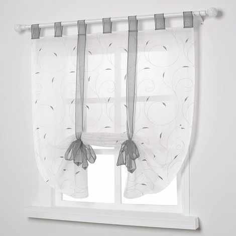 Fenetre Broderie Stores Romain Voilages Décoration Para Chambre Balcon Cuisine, Gris, 80cmx140cm (1/3)