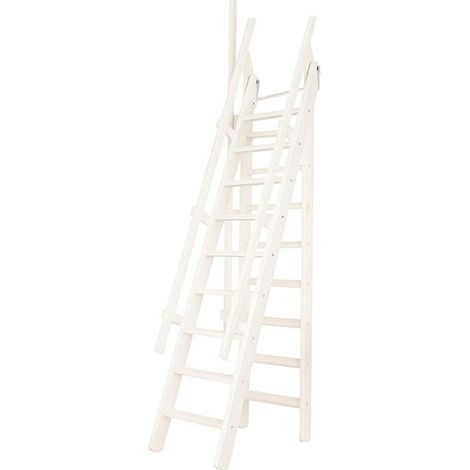 Echelle de meunier rabattable : 55cm de large - Hauteur à franchir 3m - Couleur : Blanc (RAL 9003) - MSP/WW/2R