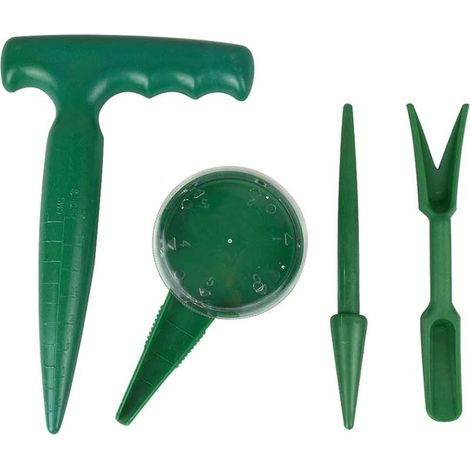 4pcs Outil Jardinage Plantoir, Plastique, Outil Jardin, Distributeur de Graines, Transplanteur, Semeur Planteuse Perforatrice Semis Vert, pour Set de Plantation de Multiplication (1/5)