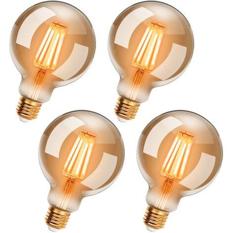 BUNTHAUS Lot de 4 Ampoules LED Edison Vintage G95 E27, 6W, Blanc Chaud 2200K, Ampoule Rétro à Filament, Equivalent à Ampoule Incandescente 54W, Non-Dimmable (1/5)