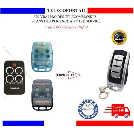 Kaelt - ADYX GENIUS BRAVO - TELECOMMANDE COPIEUSE COULEUR METAL ADYX GENIUS BRAVO TE4433H BLEUE, NOIRE - BIP PORTAIL (1/2)