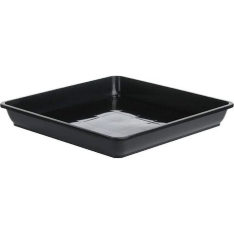 Black plastic planter, 30x30cm, square drip tray, flower box suitable for indoor and outdoor use, 2 pieces