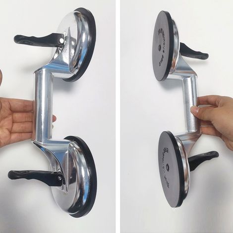 80 kg Aluminium-Saugnapfklemme zum Anheben von Glas-, Keramik- und Fliesenplatten, 2 Saugnäpfe, Transport- und Bewegwerkzeug (1/5)
