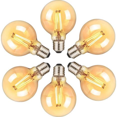 Ampoules LED Ampoule LED E27, Lot de 6 Ampoules Edison Vintage 6W (Équivalent à 60W), 2200K, LED Filament Blanc Chau, Lampe Décorative Rétro pour la Maison, Restaurant, Café, Bar (1/5)