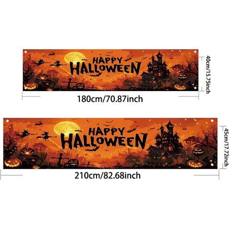 Bannière d'Halloween avec citrouille, décoration effrayante, ambiance festive - 40 x 180 cm - Style 7