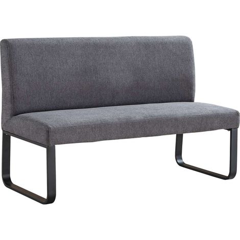 Banco con respaldo modelo Share tapizado en textil gris, 84cm(alto) 140cm(ancho) 63cm(fondo)