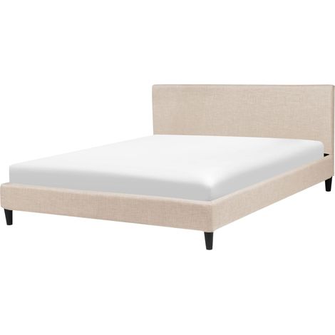 Letto sfoderabile in tessuto beige 160 x 200 cm Fitou (1/5)