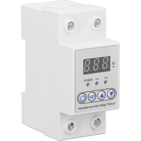 Relais de protection sur/sous-tension 230V 63A, réglable, réarmement automatique, montage sur rail DIN, dispositif de sécurité pour tableau électrique (1/5)