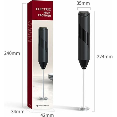 Montalatte elettrico, montalatte nero, frusta per montalatte elettrica con motore da 14000 giri/minuto (1/4)