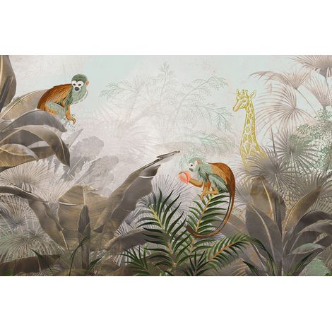 Papier peint panoramique - Jungle Animaux - 130 cm x 87 cm (1/2)
