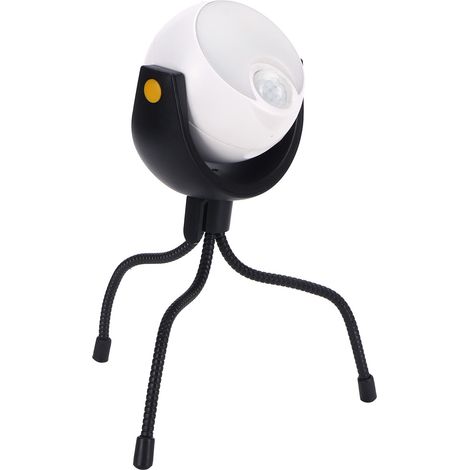Lampadaire LED extérieur étanche avec détecteur de mouvement, trépied inclus, lumière blanche. (1/5)
