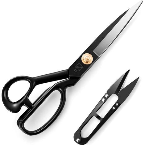 Ciseaux Couture 25,5cm 10" Acier Carbone - Droitier, Noir, Tissu Lames en acier à haute teneur en carbone pour une coupe nette. idéal pour couture, le travail du tissu et le bricolage. (1/5)
